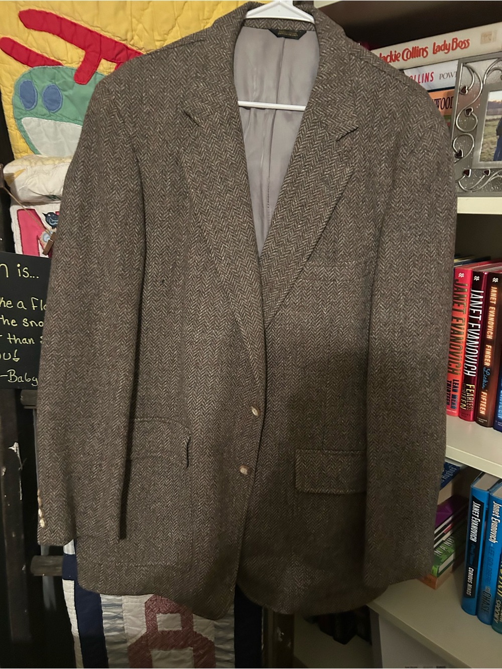 Men's Brown Herringbone Wool-Blend Sport Coat